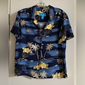 Island winds Navy and Yellow Tropical Shirt